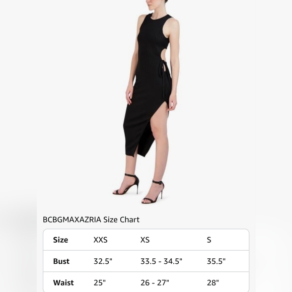 BCBGMAXAZRIA Sleeveless Asymmetrical Black Midi Day Dress | Small (NWT) - Picture 4 of 5